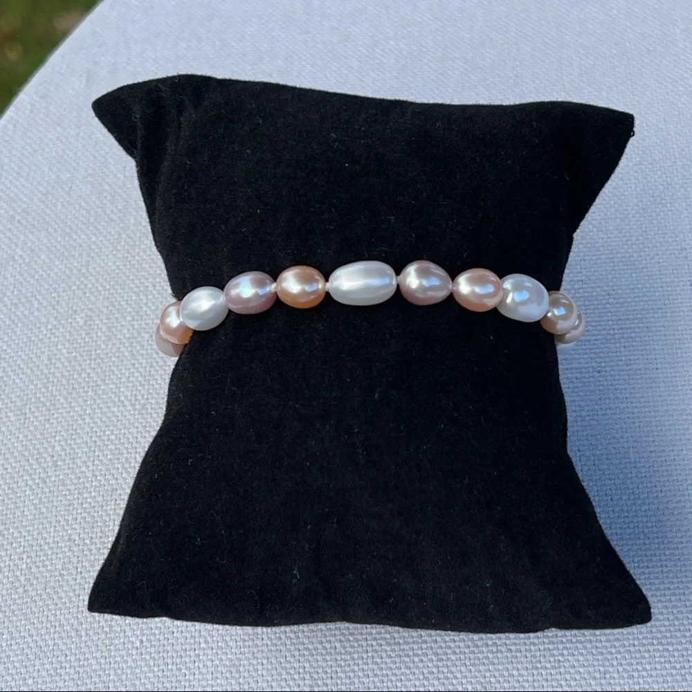 925S Cultured Freshwater Pearl Bracelet With Pendant Heart Shaped And‎ Chain Set